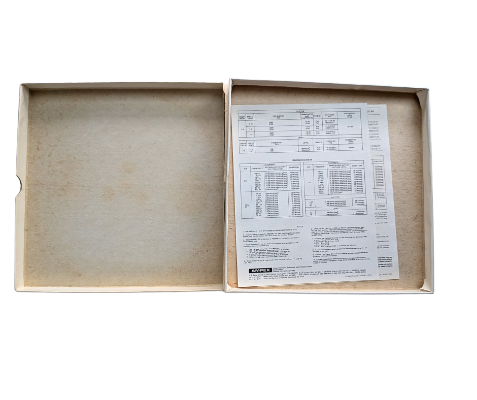 Ampex Reproduce Alignment Test Tape- 2 Track mono, 7 1/2 IPS