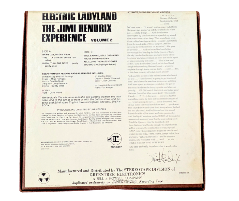 Electric Lady Land, Jimi Hendrix- 4 Track Reel to Reel Tape, 7 1/2 IPS