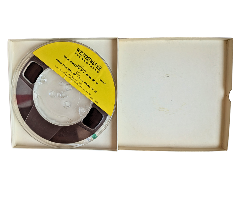 Westminster Stereotapes WTC-129 Mendelssohn & Bruch Violin Concertos – Julian Olevsky – 4 Track 7 1/2 IPS Reel to Reel