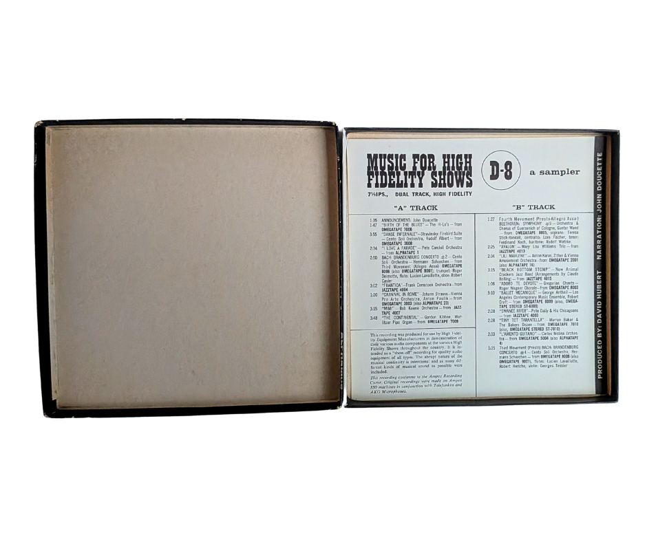 Early Dual-Track Mono Reel-to-Reel Music for High Fidelity Shows (Sampler), (D-8) – Omegatape “JAZZTAPE” Sampler – (Sealed)Artists- 4 Track Reel to Reel Tape, 7 1/2 IPS
