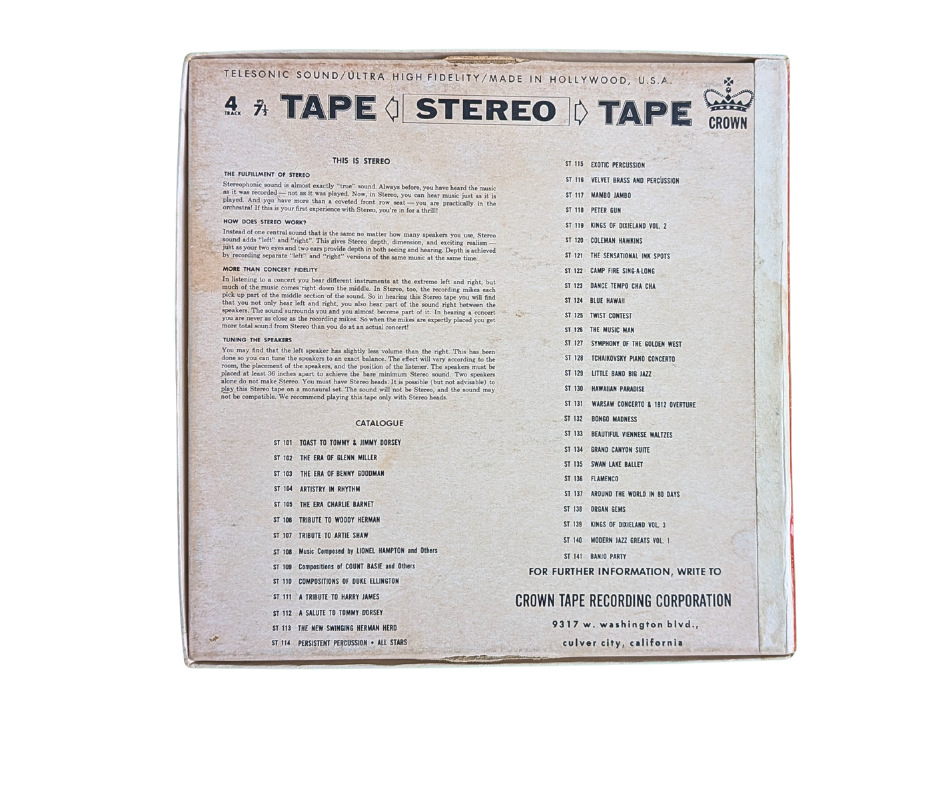 7½ IPS Dave Brubeck, Paul Desmond, Cal Tjader – Crown ST 157 4-track reel tape