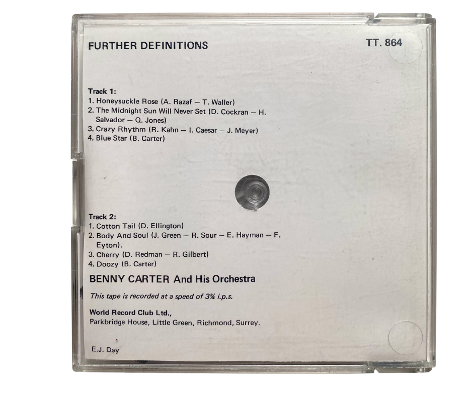 Further Definitions, Benny Carter Coleman Hawkins JoJo Jones 2 Track Mono reel tape