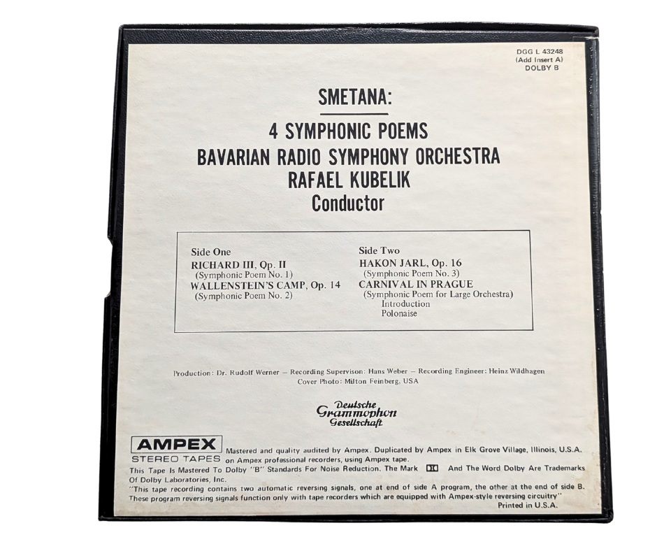 Smetana: 4 Symphonic Poems,Bedřich Smetana- 4 Track Reel to Reel Tap, 7 1/2 IPS