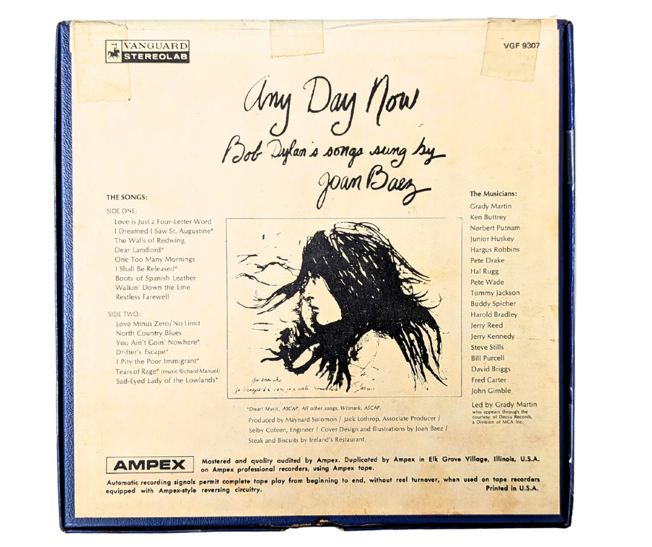 Any Day Now, Joan Baez- 4 Track Reel to Reel Tape, 7 1/2 IPS