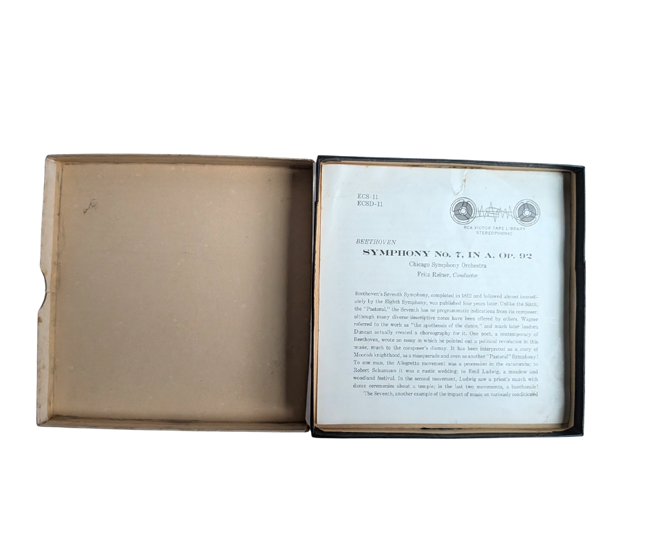Beethoven: Symphony No. 7, Fritz Reiner- 2 track Reel to Reel Tape, 7 1/2 IPS