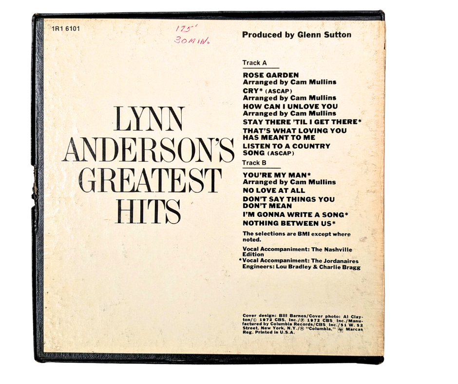 Greatest Hits, Lynn Anderson- 4 Track Reel to Reel Tape, 3 3/4 IPS