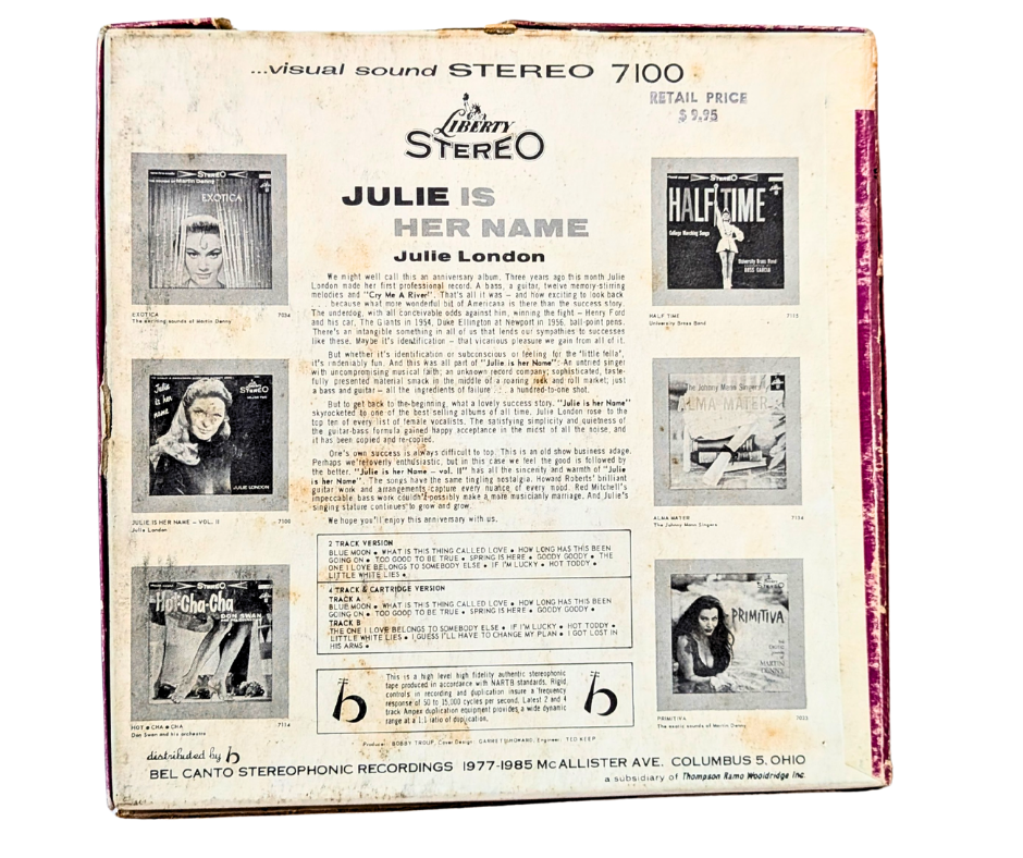 Julie is Her Name, Julie London- 2 track reel to reel tape, 7 1/2 IPS