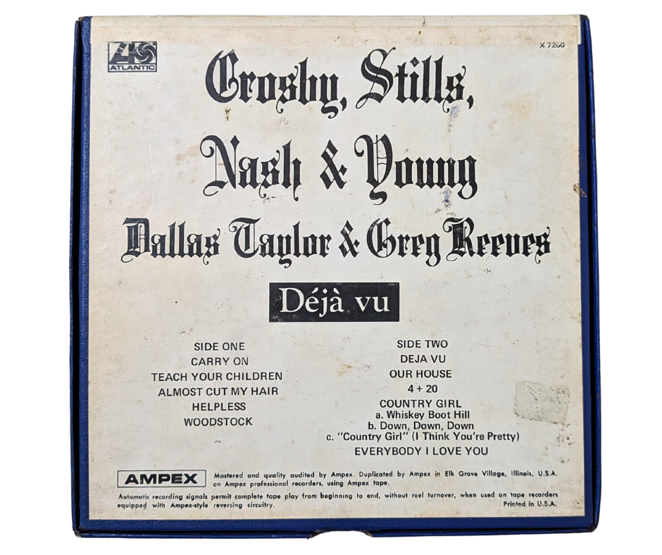 Crosby, Stills, Nash & Young Déjà Vu Reel to Reel Tape 4-Track 3¾ IPS Ampex Atlantic X7200