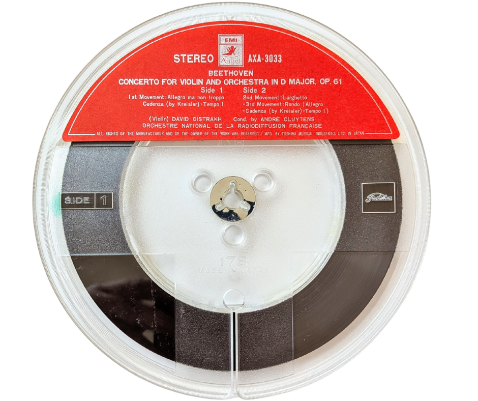 Bethoven Concerto for Violin and Orchestra in D Minor- 4 Track Reel to Reel Tape, 7 1/2 IPS