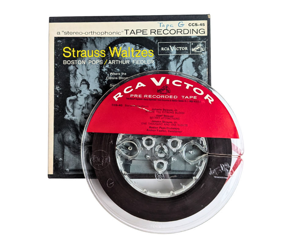 Front cover of RCA Victor Stereo-Orthophonic tape recording Strauss Waltzes Boston Pops Arthur Fiedler CCS-45