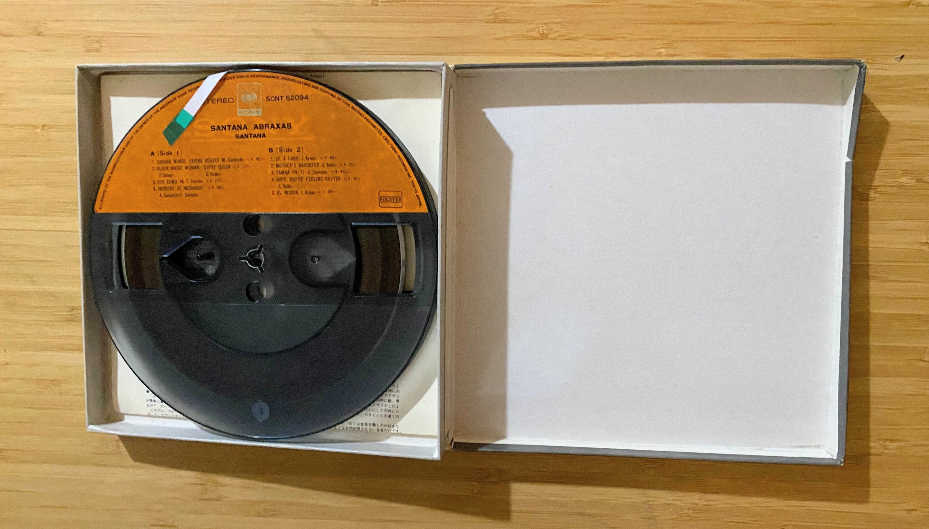 7 1/2 ips Abraxas, Santana- CBS Japan Only - 4 track reel to reel tape