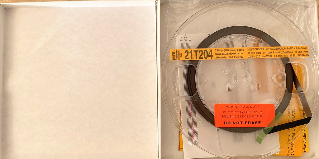 Reproducer Calibration Tape, Magnetic Reference Laboratory–21T204 7 1/2 IPS, 1/4" reel tape (NAB, 250 nWb/m)