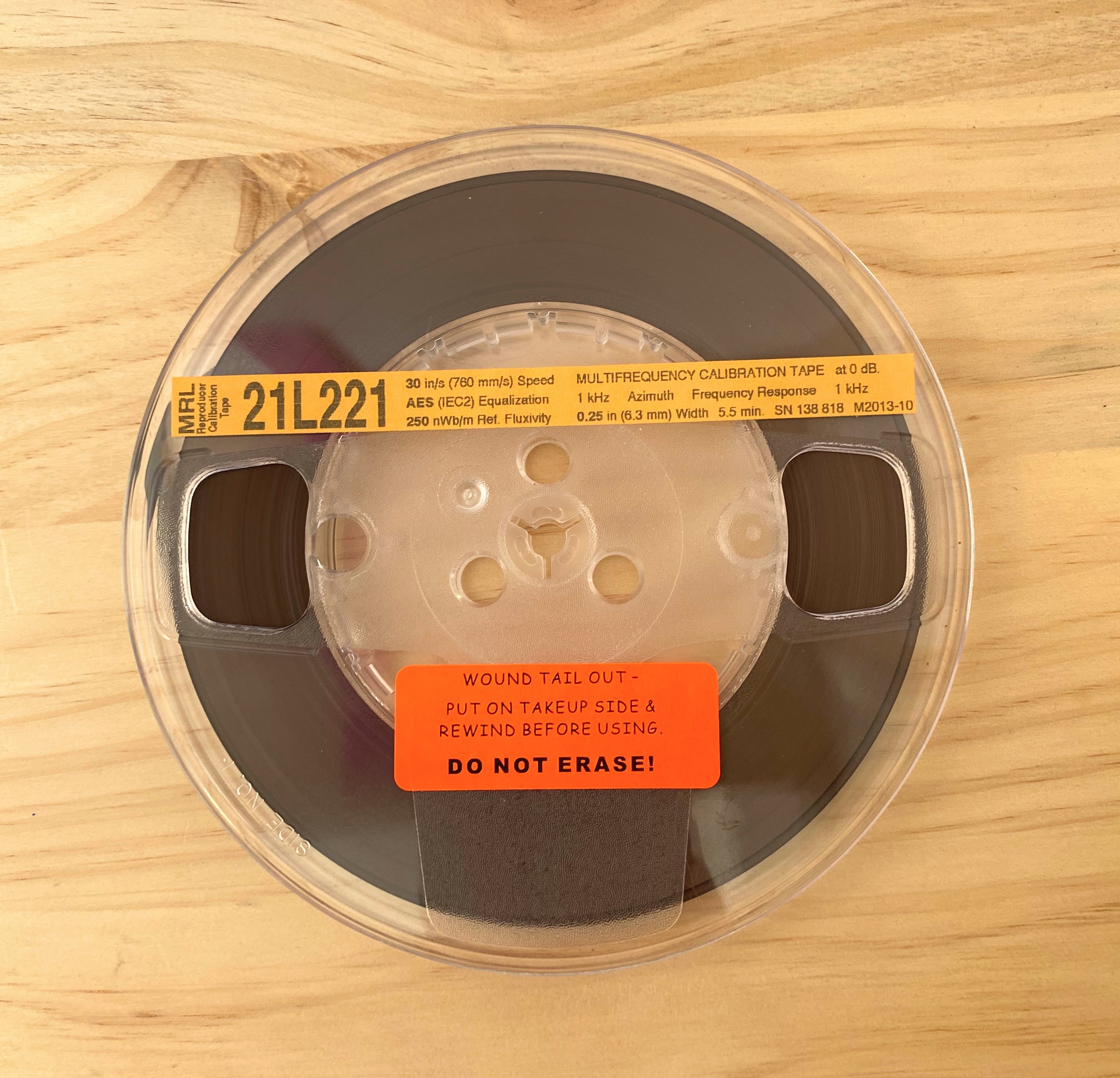 Reproducer Calibration Tape, Magnetic Reference Laboratory-21L221 30IPS