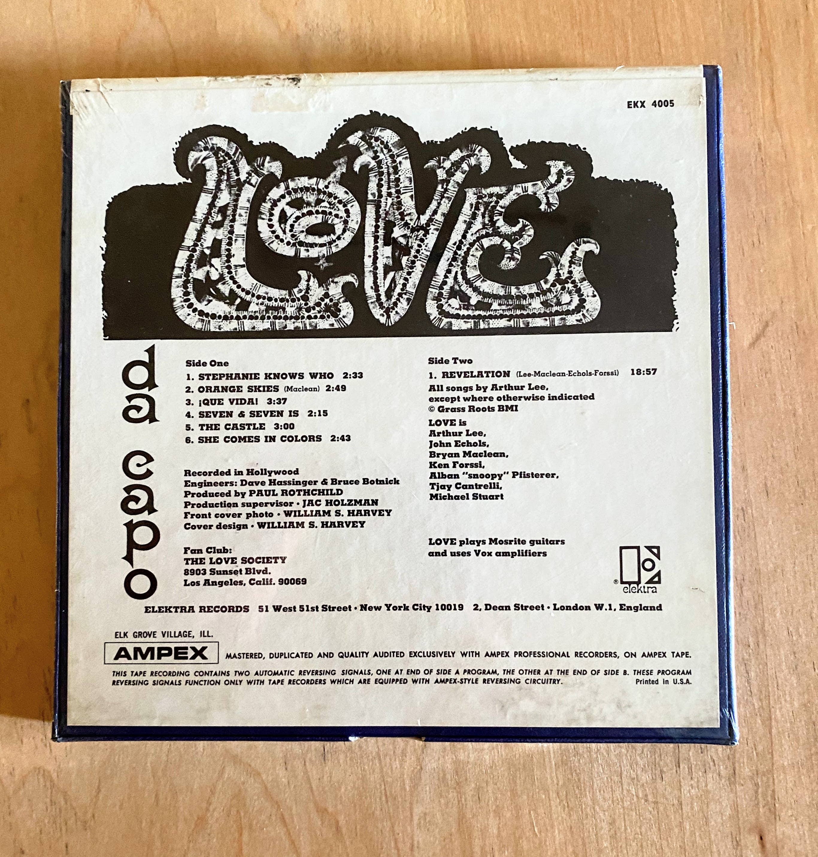 [Sealed] Da Capo, Love- 4 track reel to reel tape, 3 3/4 IPS