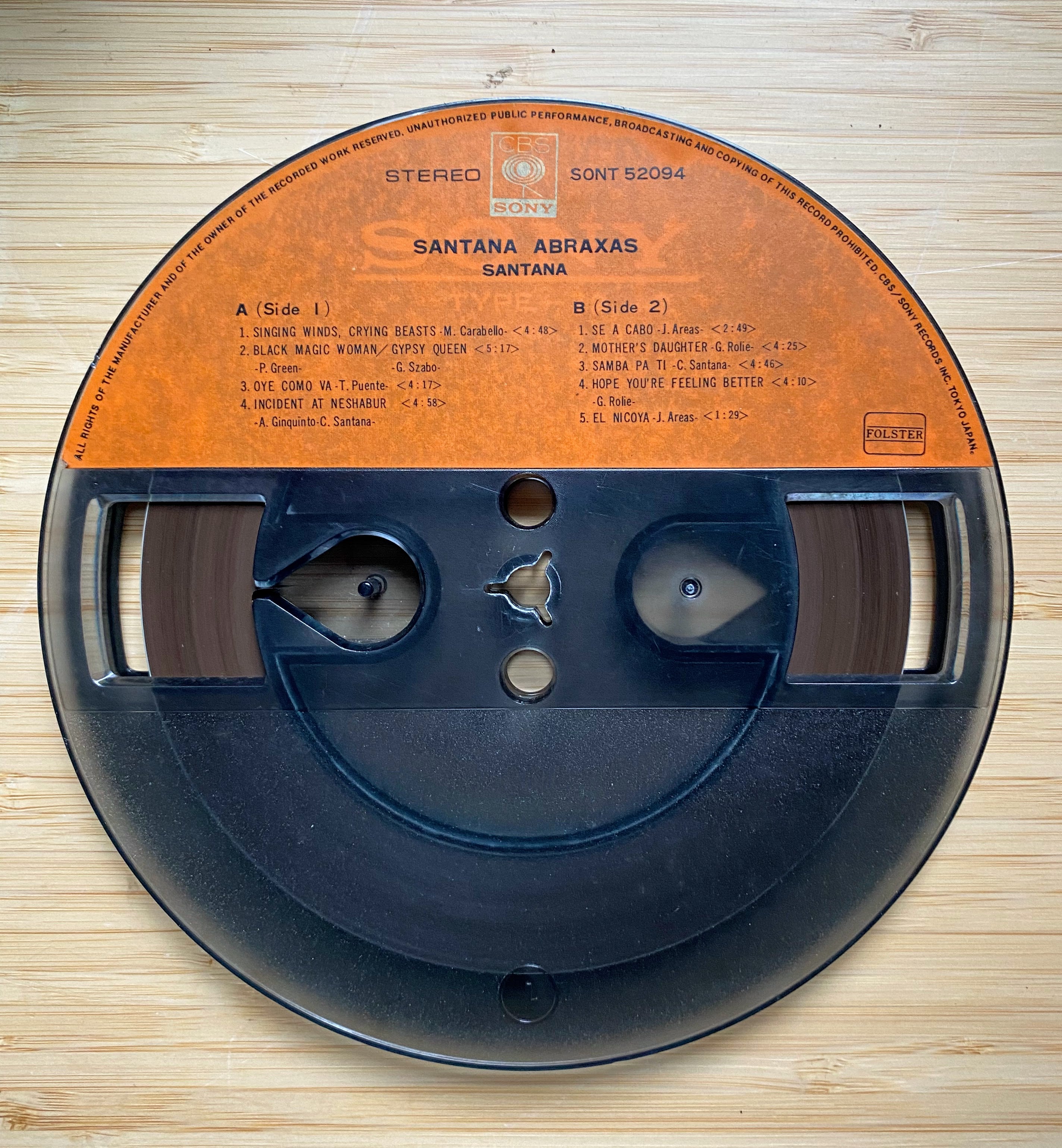 7 1/2 ips Abraxas, Santana- CBS Japan Only - 4 track reel to reel tape
