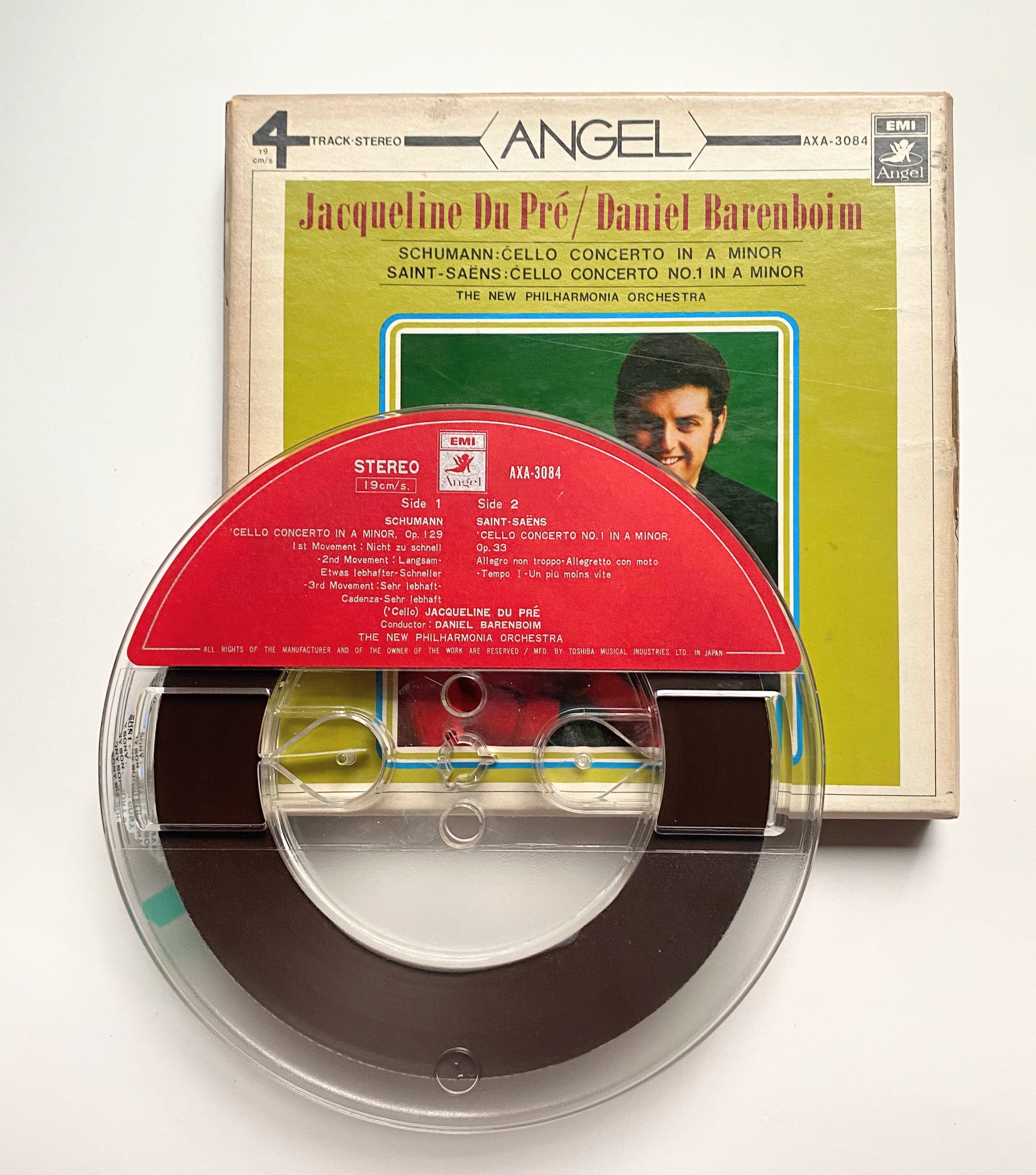 Schuman: Cello Concerto in A Minor, Jacqueline Du Pre & Daniel Barenboim- 4 track reel to reel tape, 7 1/2 IPS