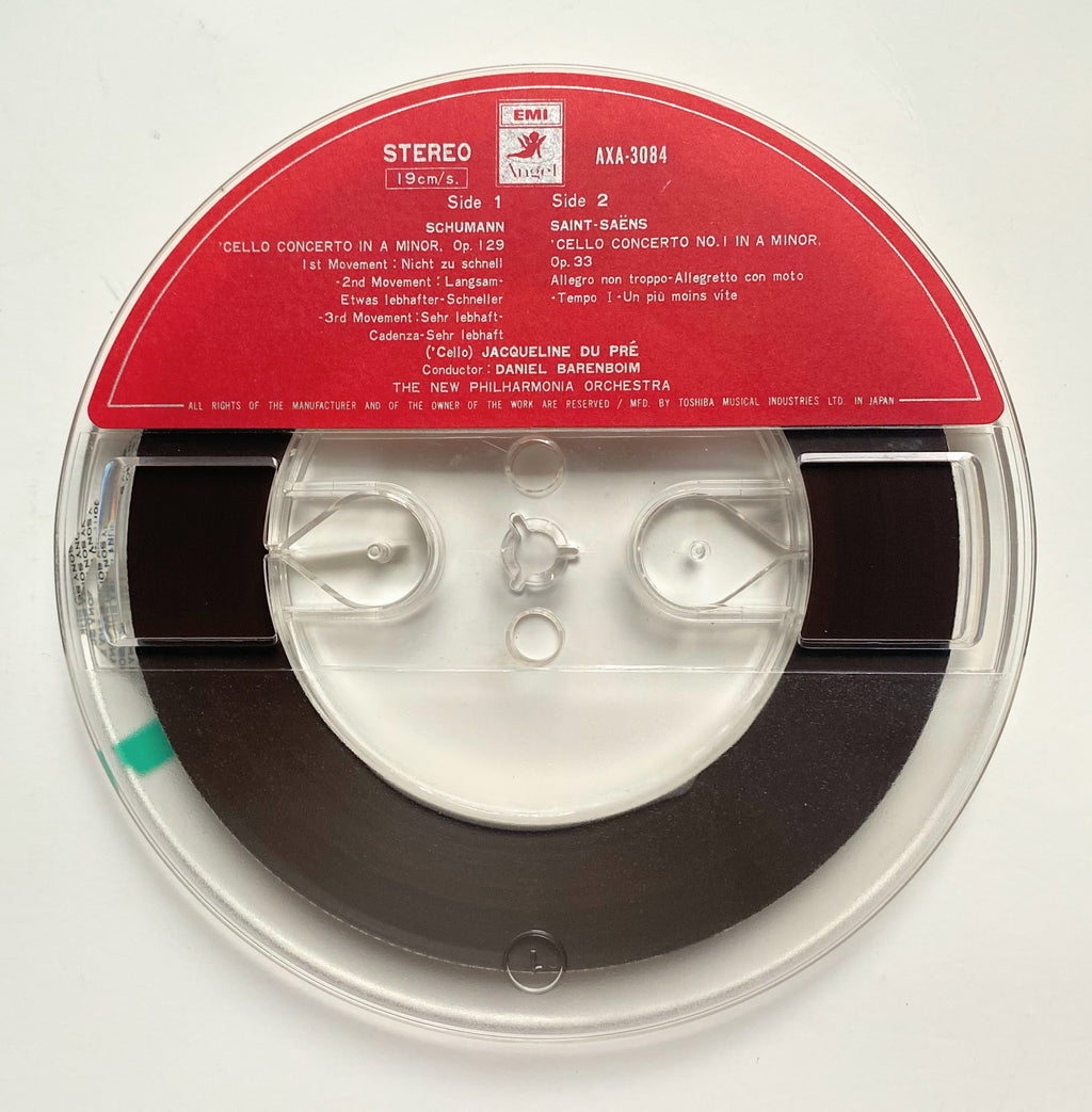 Schuman: Cello Concerto in A Minor, Jacqueline Du Pre & Daniel Barenboim- 4 track reel to reel tape, 7 1/2 IPS