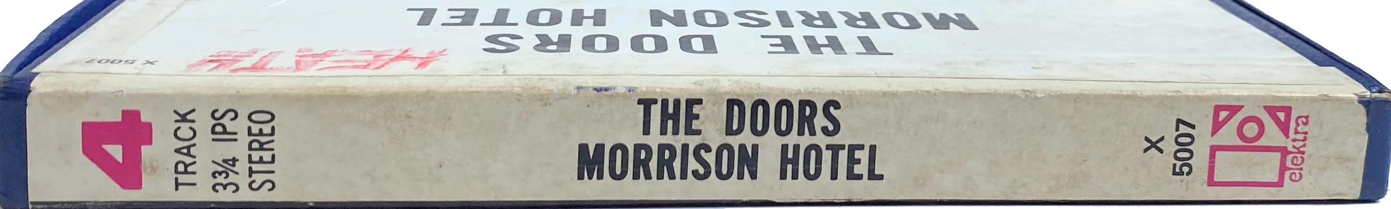 Morrison Hotel reel box with title text and light shelf wear typical of vintage Ampex packaging.