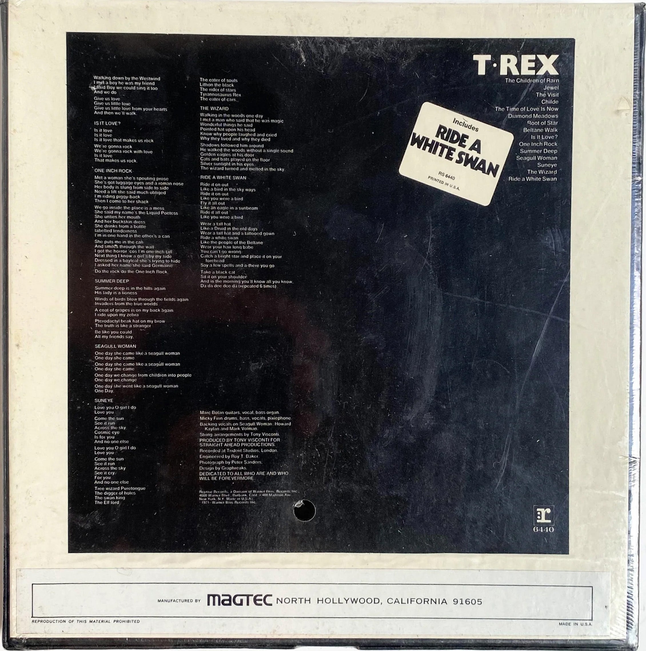 [Sealed] T. Rex, T. Rex- 4 track reel to reel, 3 3/4 IPS