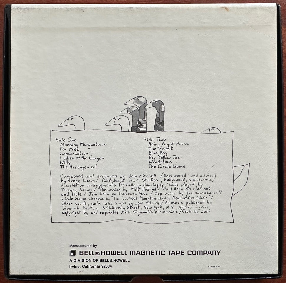 Back cover art with track list illustration and Bell & Howell Magnetic Tape Company imprint