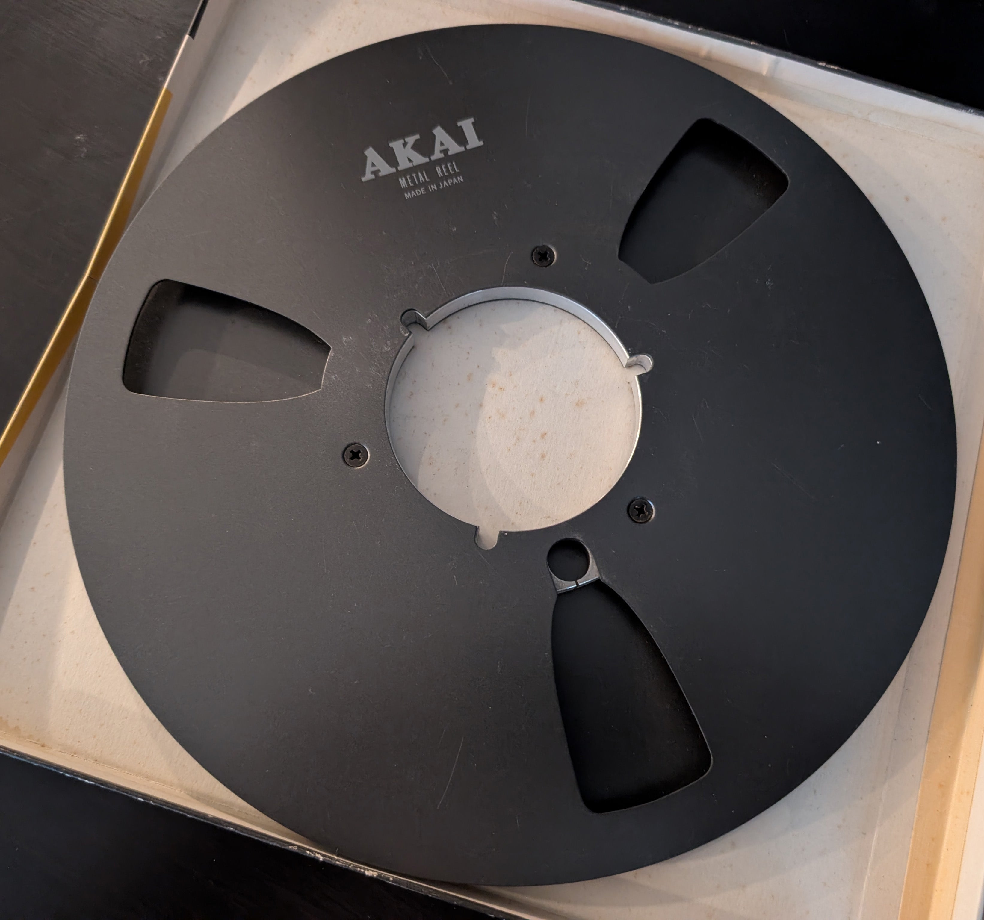 Original Vintage Akai 10 Inch Black Metal Take-Up Reel Made in Japan with Box